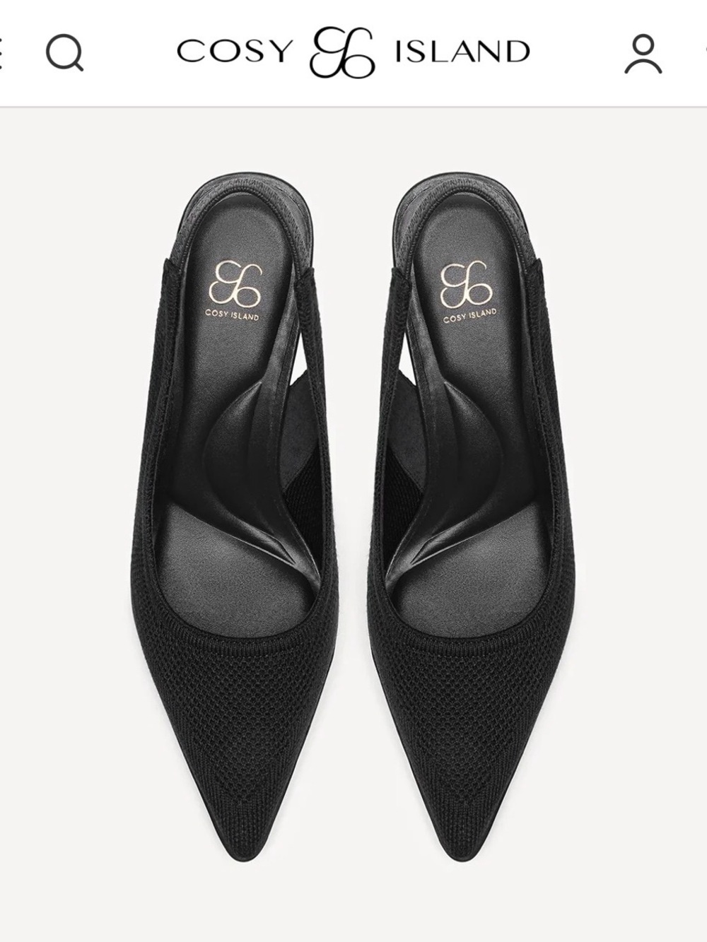 Pointed-Toe Black Heeled Slingback - Picture 2 of 7